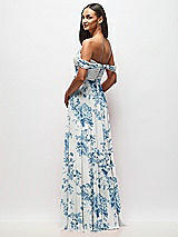Rear View Thumbnail - Cottage Rose Dusk Blue Off-the-Shoulder Draped Chiffon Maxi Dress