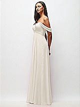 Side View Thumbnail - Ivory Off-the-Shoulder Draped Chiffon Maxi Dress