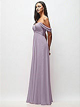 Side View Thumbnail - Lilac Haze Off-the-Shoulder Draped Chiffon Maxi Dress