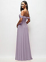 Rear View Thumbnail - Lilac Haze Off-the-Shoulder Draped Chiffon Maxi Dress