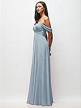 Side View Thumbnail - Mist Off-the-Shoulder Draped Chiffon Maxi Dress