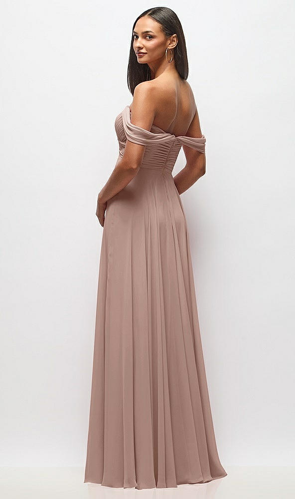 Back View - Neu Nude Off-the-Shoulder Draped Chiffon Maxi Dress