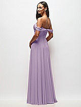 Rear View Thumbnail - Pale Purple Off-the-Shoulder Draped Chiffon Maxi Dress