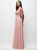 Side View Thumbnail - Rose Off-the-Shoulder Draped Chiffon Maxi Dress