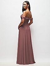 Rear View Thumbnail - Rosewood Off-the-Shoulder Draped Chiffon Maxi Dress