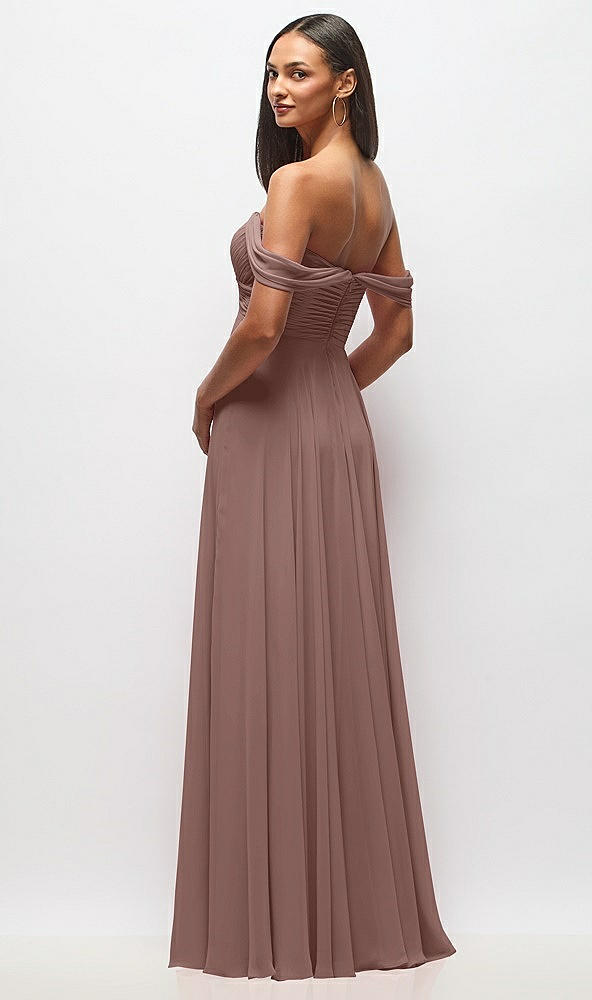 Back View - Sienna Off-the-Shoulder Draped Chiffon Maxi Dress
