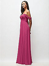 Side View Thumbnail - Tea Rose Off-the-Shoulder Draped Chiffon Maxi Dress