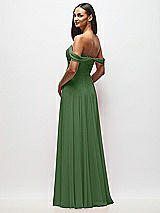 Rear View Thumbnail - Vineyard Green Off-the-Shoulder Draped Chiffon Maxi Dress