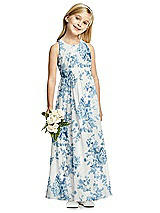 Front View Thumbnail - Cottage Rose Dusk Blue Flower Girl Dress FL4054