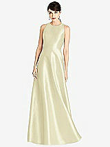 Front View Thumbnail - Butter Yellow Sleeveless Open-Back Satin A-Line Dress
