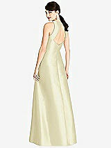 Rear View Thumbnail - Butter Yellow Sleeveless Open-Back Satin A-Line Dress