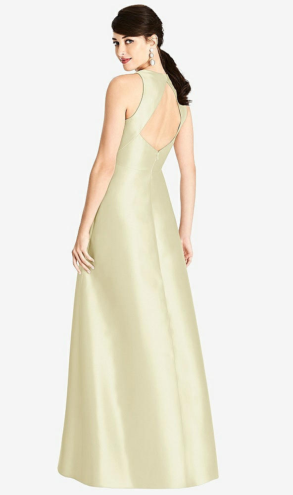 Back View - Butter Yellow Sleeveless Open-Back Satin A-Line Dress