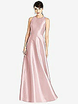 Front View Thumbnail - Ballet Pink Sleeveless Open-Back Satin A-Line Dress