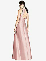 Rear View Thumbnail - Rose Sleeveless Open-Back Satin A-Line Dress