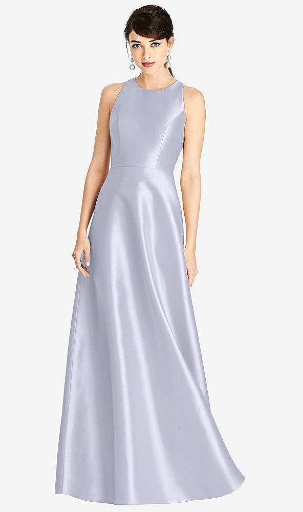 Front View - Silver Dove Sleeveless Open-Back Satin A-Line Dress