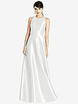 Front View Thumbnail - White Sleeveless Open-Back Satin A-Line Dress