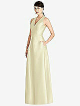 Front View Thumbnail - Butter Yellow Sleeveless Open-Back Pleated Skirt Dress with Pockets