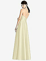 Rear View Thumbnail - Butter Yellow V-Neck Full Skirt Satin Maxi Dress