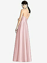 Rear View Thumbnail - Ballet Pink V-Neck Full Skirt Satin Maxi Dress