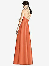 Rear View Thumbnail - Portofino Orange V-Neck Full Skirt Satin Maxi Dress