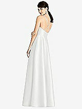 Rear View Thumbnail - White V-Neck Full Skirt Satin Maxi Dress