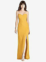 Front View Thumbnail - NYC Yellow Strapless Crepe Trumpet Gown with Front Slit