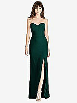 Front View Thumbnail - Evergreen Strapless Crepe Trumpet Gown with Front Slit