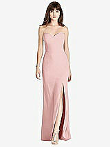 Front View Thumbnail - Rose Strapless Crepe Trumpet Gown with Front Slit