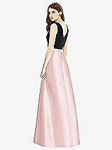Rear View Thumbnail - Ballet Pink & Black Sleeveless A-Line Satin Dress with Pockets