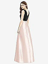 Rear View Thumbnail - Blush & Black Sleeveless A-Line Satin Dress with Pockets