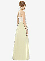 Rear View Thumbnail - Butter Yellow & Ivory Strapless Pleated Skirt Maxi Dress with Pockets