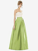 Front View Thumbnail - Mojito & Ivory Strapless Pleated Skirt Maxi Dress with Pockets