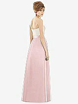 Rear View Thumbnail - Ballet Pink & Ivory Strapless Pleated Skirt Maxi Dress with Pockets