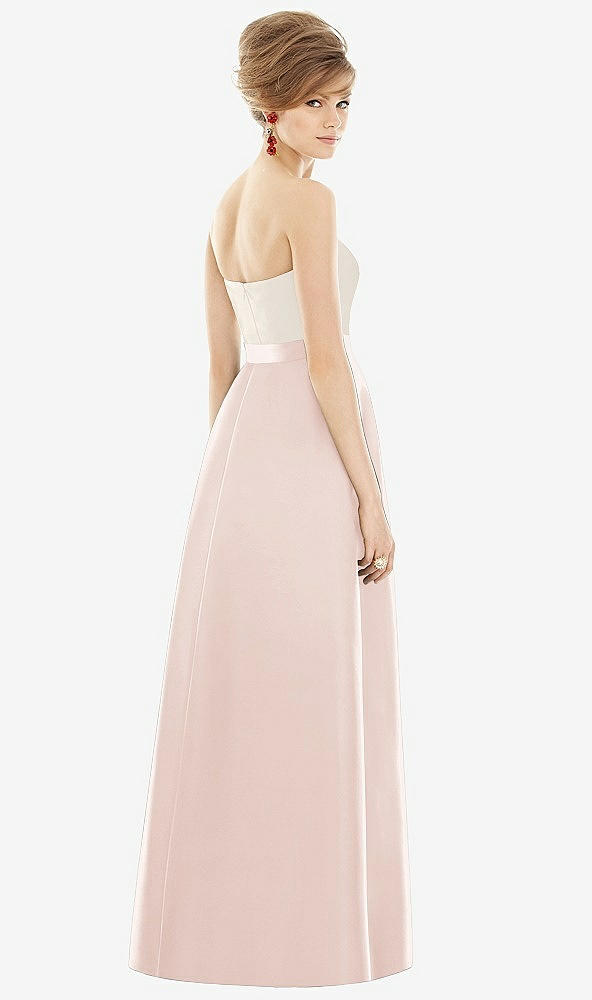 Back View - Blush & Ivory Strapless Pleated Skirt Maxi Dress with Pockets