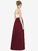 Rear View Thumbnail - Cabernet & Ivory Strapless Pleated Skirt Maxi Dress with Pockets