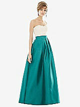 Front View Thumbnail - Jade & Ivory Strapless Pleated Skirt Maxi Dress with Pockets