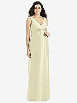 Front View Thumbnail - Butter Yellow Sleeveless Satin Twill Maternity Dress