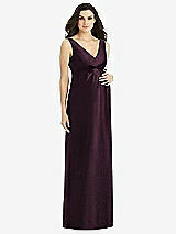 Front View Thumbnail - Deep Plum Sleeveless Satin Twill Maternity Dress