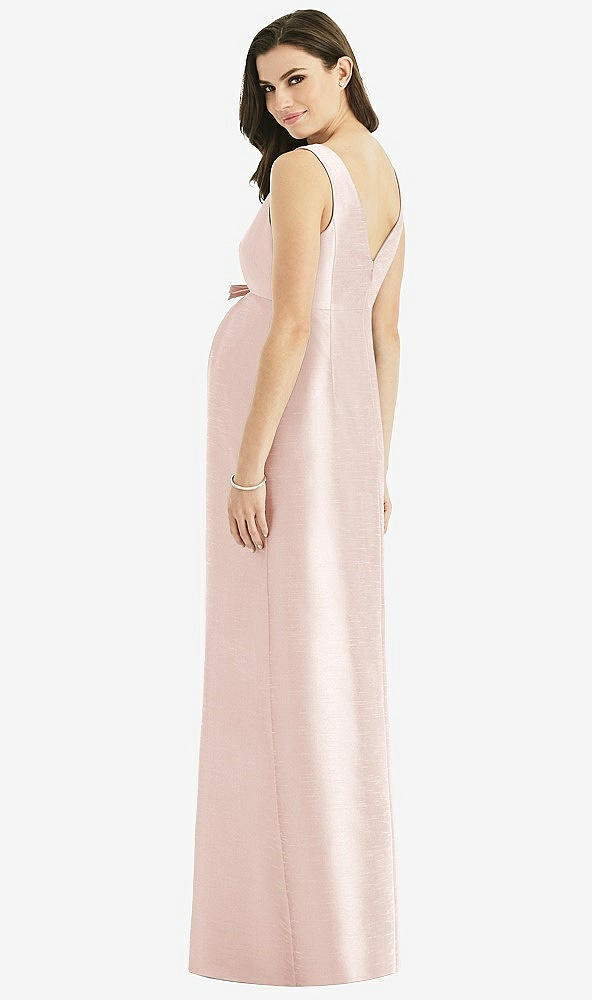 Back View - Blush Sleeveless Satin Twill Maternity Dress