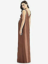Rear View Thumbnail - Cognac Sleeveless Satin Twill Maternity Dress