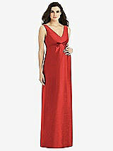Front View Thumbnail - Poppy Red Sleeveless Satin Twill Maternity Dress