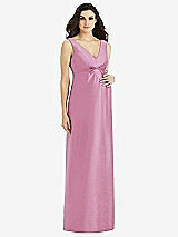 Front View Thumbnail - Powder Pink Sleeveless Satin Twill Maternity Dress