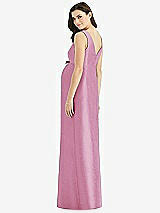 Rear View Thumbnail - Powder Pink Sleeveless Satin Twill Maternity Dress