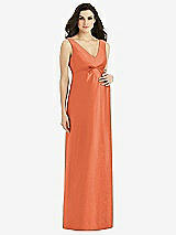 Front View Thumbnail - Portofino Orange Sleeveless Satin Twill Maternity Dress