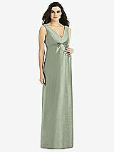 Front View Thumbnail - Sage Sleeveless Satin Twill Maternity Dress