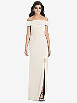 Front View Thumbnail - Ivory Cuffed Off-the-Shoulder Trumpet Gown
