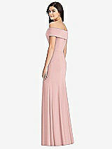 Rear View Thumbnail - Rose Cuffed Off-the-Shoulder Trumpet Gown