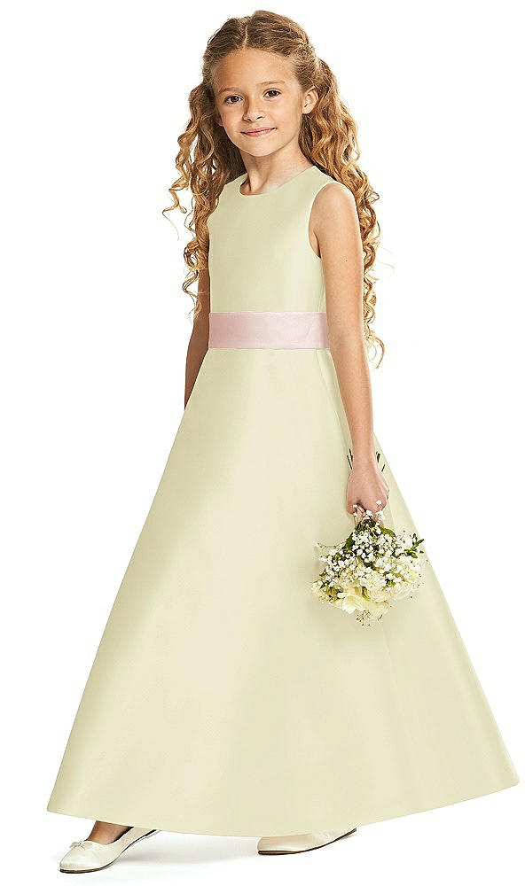 Front View - Butter Yellow & Blush Flower Girl Dress FL4062