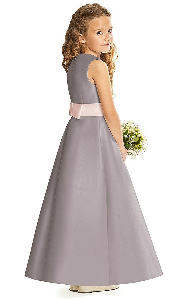 Back View - Cashmere Gray & Blush Flower Girl Dress FL4062