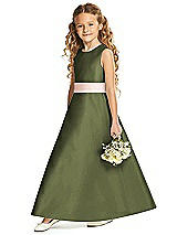 Front View Thumbnail - Olive Green & Blush Flower Girl Dress FL4062